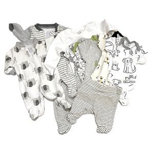 Clothes Bundle of 10 Pieces Preemie Boys Onesies, Sleepers and Pants Gray